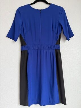 Armani Exchange Royal Blue and Black Colorblock Stretch Midi Dress